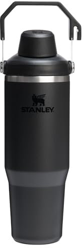 STANLEY IceFlow 2.0 - Vaso de flujo rápido con asa, 30 onzas, tapa de boquilla en ángulo giratorio, botella de agua a prueba de fugas, acero inoxidable aislado, sin BPA, color negro 2.0