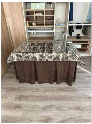 Genérico Ropa Chenilla de Mesa Camilla Rectangular (Chocolate) con 8 Pliegues - Diferentes Medidas - Incluye tapete con Tiramisu - Falda Mesa Camilla, Ropa Chenilla (110 x 70 cm (72 cm de Alto))