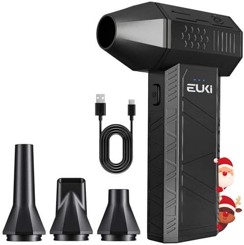 EUKI Compressed Air Duster, 130000RPM Air Blower for PC Cleaning, 3-Speed Cordless Electric Blower, Rechargeable Blaster for Laptop,Computers,Keyboard