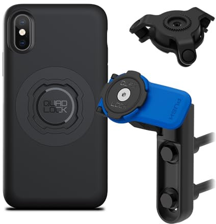 QUAD LOCK Bremszylinder-Klemmschale Handyhalterung für Motorrad mit Vibrationsdämpfer und MAG-Hülle für iPhone X/XS