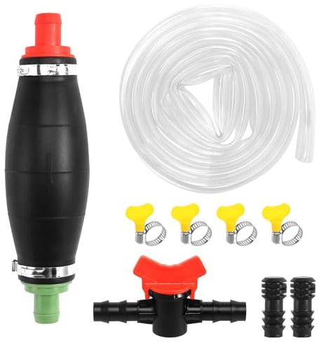 AOROPS Benzinpumpe Handpumpe, Handpumpe zum Umfüllen von Flüssigkeiten, XL Umfüllpumpe mit 2.5m PVC Schlauch inkl Stöpsel Regler Tragbare Absaugpumpe für Benzin Diesel Öl Wasser