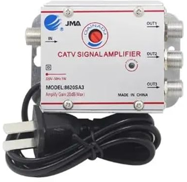 TIEOAXFT Amplificador Divisor de TV por Cable Ajustable de 1 Entrada, 2/3/4/6/8 Salidas, Amplificador de señal de Antena de TV Digital de 20 dB(1 in 3 out)