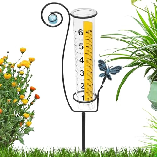 Pluviomètre – Pluviomètre pour extérieur | Jauges de pluie avec piquet | Jauges de pluie décoratives précises et résistantes au gel | Instruments météorologiques pour sol, allée, terrasse, cour, allée