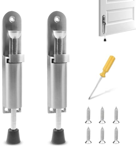 Winddichter Türstopper Türfeststeller Set, 2 Stück Fußbedienung Federbelastet Zinklegierung Türhalter mit Gummipuffer, Außen Innen Bodenfest für Garagentor Balkontür Holztür Glastür Metalltür