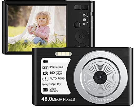 Cámaras de Fotos Digitales compactas Retro Vintage for fotografía 48MP 4K Vlog Videocámara Auto Focus Grabadora de Video portátil Regalo para Principiantes(64G SD Card,Nero)