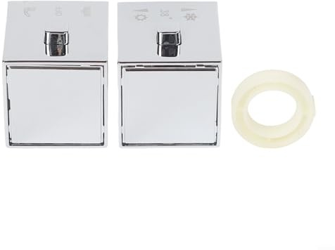 1 Pair Shower Knob Handles, Chrome Thermostatic Square Handle for SMA Bath Shower Mixer Temperature Control Knob