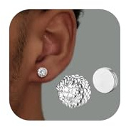 SLLAISS Magnetiska örhängen för män och kvinnor – 5A glänsande CZ-dragklor i punkstil, allergivänliga, av rostfritt stål, utan piercing, clip-on-örhängen, guld, silver, svart, 5/6,5/8 mm, Kubisk