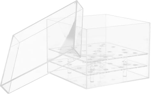 CIYODO Caja Transparente Cuadrada 20X20X15 CM 16 Agujeros Jardinera Acrílica para Arreglos de Flores Eternas Soporte para Rosas Adecuado Regalos y Decoración