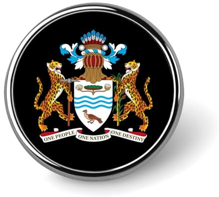 Broche ronde à l'effigie des armoiries du Guyana, accessoire de mode pour hommes et femmes.