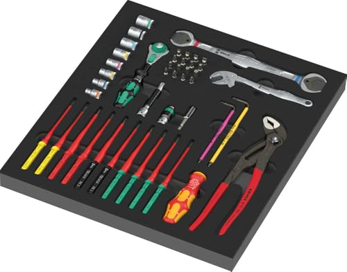 Wera 05150153001 9753 Schaumstoffeinlage Kraftform Kompakt Wartung Set 1, 45-teilig