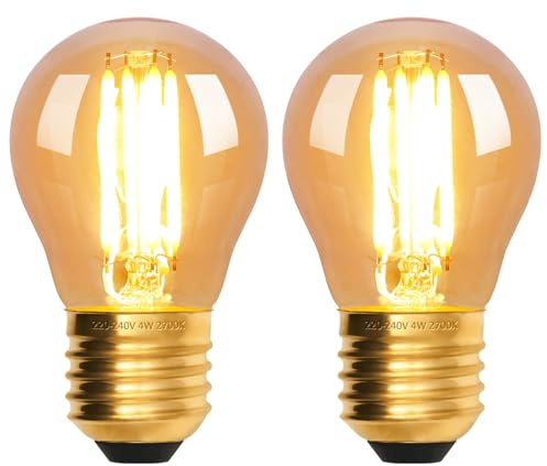 scicent 2 Pack E27 Screw Bulbs Dimmable, E27 LED Bulb, G45, 4W, 2700K, Amber Glass, Warm White Glow, Vintage Light Bulb, Screw in Light Bulb