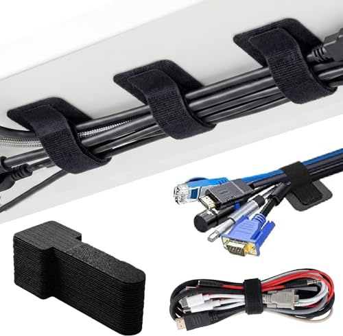 50 Pezzi Fascette Per Cavi Autoadesive Con Velcro, Organizer Per Cavi Da Scrivania, Gestione Dei Cavi Sotto Scrivania, Fermacavi Adesivi Riutilizzabili Per Ufficio, Home Office, Gaming, TV
