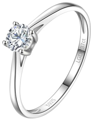 CRITI RORA 0.3 Carat Lab Grown Diamond Engagement Rings for Women,Size P