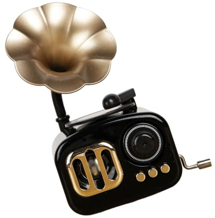Tizuqe Multifunktionale nostalgische Spieluhr, Grammophon Nachbildungen, Handkurbel Mechanismus, Phonograph, musikalische Verzierung, Geburtstagsgeschenk, Sammler Spieluhr