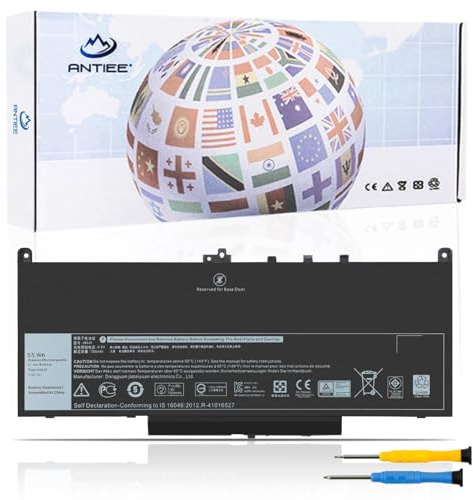 ANTIEE 55Wh J60J5 Laptop Akku für Dell Latitude E7270 E7470 Series | Akku Kompatibel mit R1V85 451-BBSX 451-BBSY 451-BBSU 242WD 0J60J5 1W2Y2 MC34Y GG4FM WYWJ2 Notebook battery 7.6V 55Wh