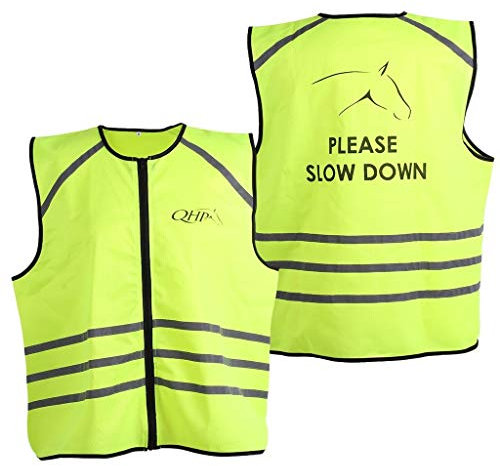 QHP reflektierende Weste Sicherheitsweste Reflektionsweste mit refl. Streifen auf Rumpf und Schultern; Reißverschluss und Aufdruck auf dem Rücken (M)