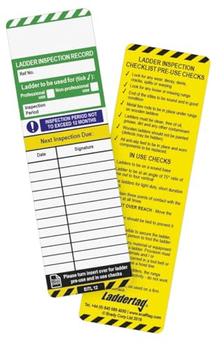 Scafftag by Brady Laddertag Status Insert Pack – 10 Safety Inserts for Ladder Inspection and Compliance