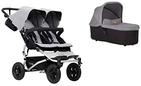 Mountain Buggy duet buggy V3.2 als Doppelsitz-Buggy + 1 Babyschale - silber