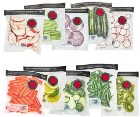 ZWILLING Fresh & Save 10 Stück kleiner Vakuumbeutel für Lebensmittel, 12 Gallon, Sous Vide Beutel, wiederverwendbare Lebensmittelaufbewahrungstasche für Mahlzeitenzubereitung, wiederverwendbare