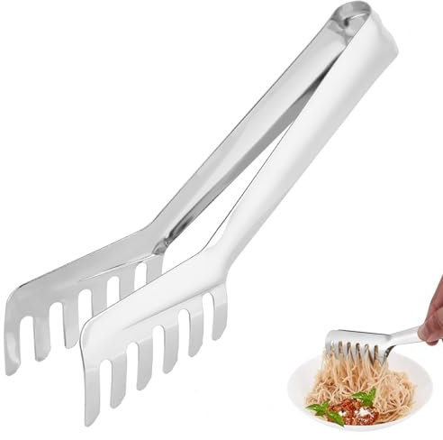 Telituny Edelstahl Spaghetti Zange, Pasta Servieren Tong Kammförmige Spaghettizange Nudeln Pasta Clip Küche Kochwerkzeug zum Aufnehmen von Brot Nudeln Gebäck 22 * 4 * 2,5cm/8,66 * 1,57 * 0,98 Zoll