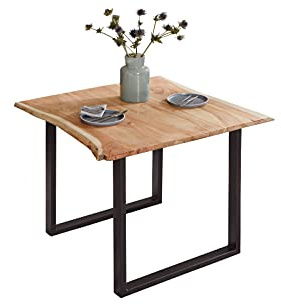 SAM Esstisch Billy 90x90 cm Akazie Natur Baumkante U-Gestell schwarz | Baumkantentisch massiv, Akazienholz naturfarben, Esszimmertisch