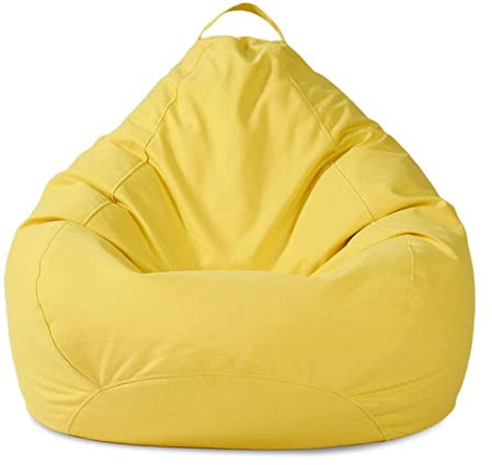 PGDYEJD Sitzsack-Stuhlbezug, waschbarer weicher Polyesterstoff Sitzsack-Füller Memory-Schaum/Tieraufbewahrung mit Futterbezug für Kinder und Erwachsene (ohne Füllstoff),Gelb