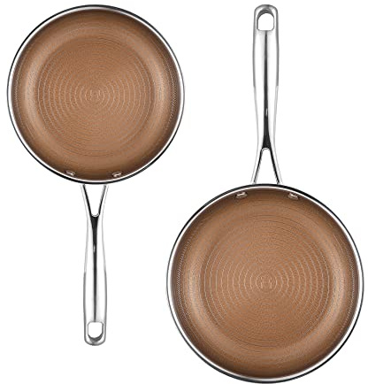 MasterPro - Set di 2 padelle da 20 cm/26 cm - Set di padelle Giro in acciaio inox a induzione, qualità professionale, multistrato a tre strati per una migliore ritenzione e distribuzione del calore -