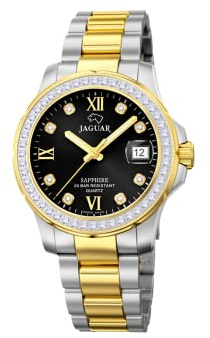 JAGUAR Damenuhr Analog aus Edelstahl 316l Multi | Quarzwerk, Widerstandsfähiges Saphirglas, Wasserdicht 20 ATM, Kalender J893/4, Executive
