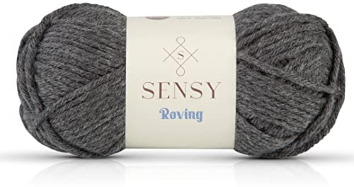 Sensy Roving Yarn, 3.5 oz, 132 Yards, Gauge 5 Bulky (Dark Gray Heather)