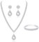 TOEECY Tropfen Zirkonia Schmuckset Hochzeit Halskette Ohrringe Armband Braut Kristall Strass Luxus Silber Elegant