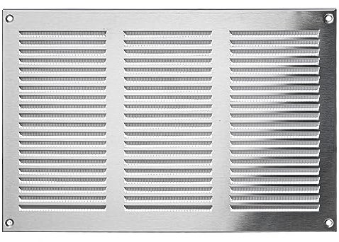 Steinberg14 Griglia di Ventilazione Rettangolare 300x200 mm - Griglie di Aerazione in Metallo Acciaio Inox - Serranda di Scarico dell'aria con Zanzariera - Bocchetta Interna a Parete e a Soffitto