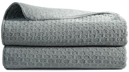 Polyte - Mikrofasertücher zum Polieren von Weingläsern - Waffelstruktur - 45,7 x 71,1 cm - 2 Stück (Grau)