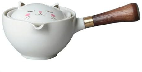 RAEF 1Pcs Ceramic Teapot Chinese Gongfu Tea Pot 360 Rotation Tea Maker Infuser Semi-Automatic Chinese Gongfu Tea for Home Office Teaware
