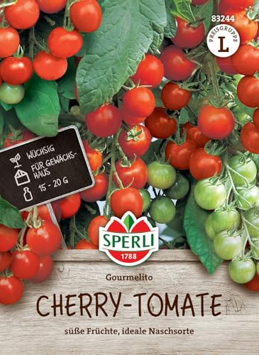 Sperli Tomatensamen Gourmelito, F1 83244 - süße Früchte - wüchsig - ideal zum naschen - Saatgut, Samen Gemüse, Gemüse Pflanzen, Cherry Tomate, Gemüsesamen | süße Früchte, wüchsig, ideal zum Naschen, aromatisch, ertragreich, für Garten und Balkon
