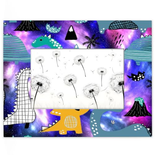Galaxy Design Bilderrahmen für 16,7 x 11,6 cm große Fotos, Galaxie Dinosa Stern, Holzrahmen, Desktop oder Wand, Heimdekoration, Bilderrahmen