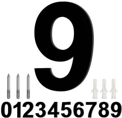 LUCKNIGHT House Numbers, Large Metal House Numbers, Floating Door Number, Made of Solid Stainless Steel, Flush Mount, for Outside Address Number Sign, 8 Inch (20.3 cm), Door Number 9