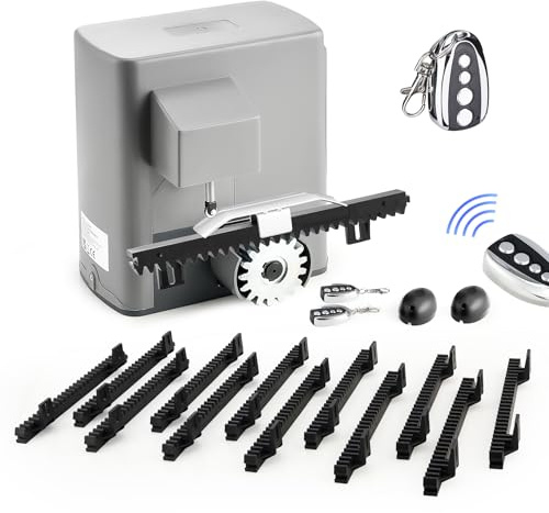 CO-Z 280W Motor Puerta Corredera 600KG Motor para Puerta Corredera con 12x0.33M Cremallera de Nailon, 2 Control Remoto y Sensores Infrarrojos + 1 Control Remoto Más (280W+ 1 Control Remoto Más)