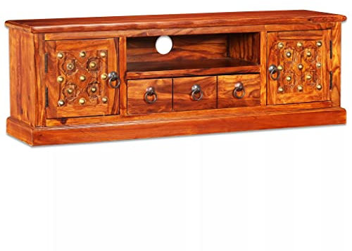 Sufrk TV Cabinet Solid Wood 120 x 30 x 40 cm TV Sideboard TV Cabinet for Living Room Lowboard Living Room TV Cabinet TV Furniture