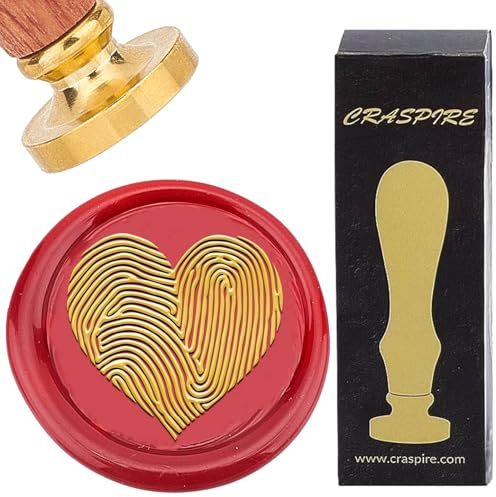 craspire Siegelstempel Aus Wachs In Herzform Mit Fingerabdruck 25mm Abnehmbarer Siegelwachsstempel Vintage Messingkopf Palisandergriff Hochzeits Geburtstags Party Einladungs Umschlag