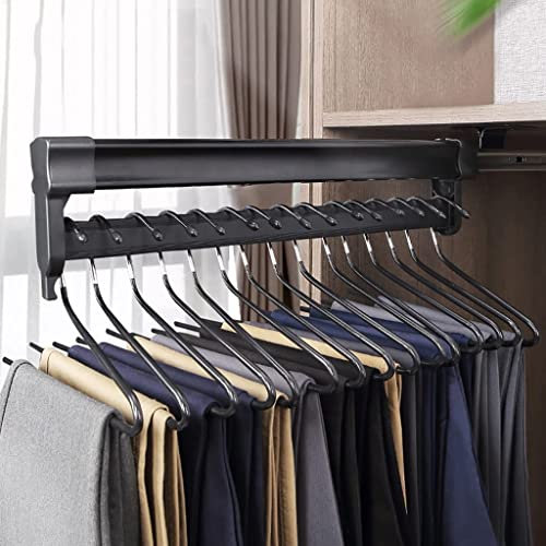 erkebspm Ausziehbarer Schrankaufhänger, Oben montierter Kleiderschrank, ausziehbare Kleiderstange, 25–61 cm, Kleiderschrank-Organizer, Schwarze Garderobenstange (Größe: 56 cm/22 Zoll)