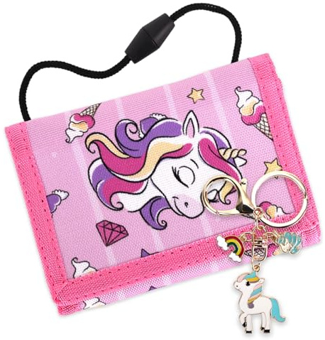 GADITIEK Portafoglio Bambino, Portafogli Bambini Trifold con Cordino, portafoglio ragazzo per Bambini di Età Compresa Tra 5 e 12 Anni Regalo di Natale di Compleanno (Razzo) (unicorno)