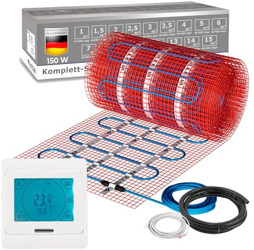 VILSTEIN Elektrische Fußbodenheizung 150W/m² - Bodenheizung Elektrisch geeignet für Laminat, Fliesen & mehr - Elektro Fussbodenheizung - Elektrische Heizmatte Fußboden - 14m²