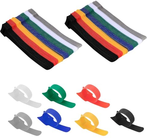 70 Pezzi Fascette Cavi Riutilizzabili, Nylon Fascette Elettricista Cinturino con Hook e Loop, Fermacavi Organizer Cable Management per Casa, Scrivania, Ufficio, Accessori (140-7Colore)