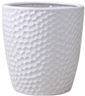 GLigeT ﻿Pot de Fleurs Pots de Fleurs en céramique de Grand Calibre, récipient décoratif d'intérieur avec Trous de Drainage, jardinière for Salon, Jardin, etc., Blanc Cache-Pots