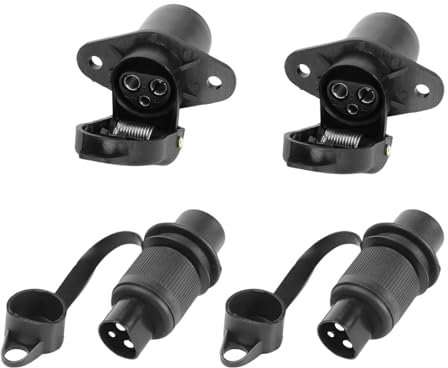 2 pièces Prise et prise 3 broches, Prise et prise de remorque 3 broches, Prise de remorque 3 broches, Prises à 3 broches pour camion, durables et imperméables, adaptés aux caravanes agricoles