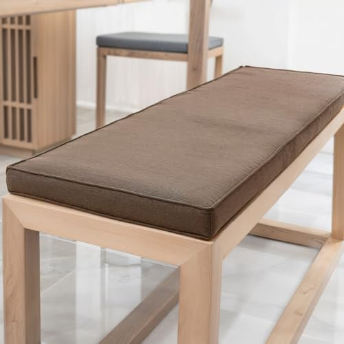 YFHT Bankauflage 150x50x5cm waschbares Bankkissen aus Leinen mit Rutschfester Unterseite und Paspel, Sitzkissen für Gartenbank, Terrasse, Innen Fensterbank, Flurbank, Rattanstühle usw