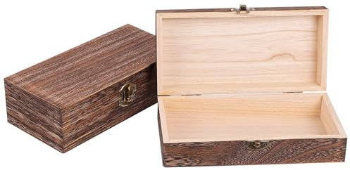 Ceeyoll Cajas de Madera Rectangular, Cajas de Madera Con Tapa, Caja de Natural con Tapa,Baul Madea, Ideal Como Guardar Pequeños Accesorios, Joyero Como Decoración o Como Regalo.