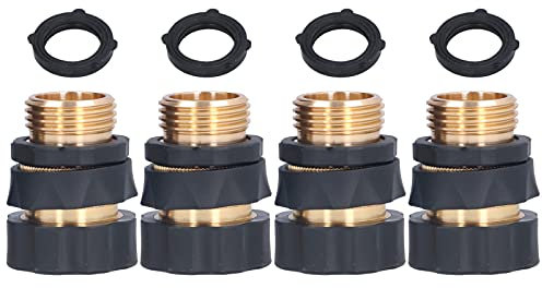 Tissting 4Set Garden Hose Connector Universal Hose Quick Connectors with Gaskets Brass Male and Female Attachment Quick Release Water Hose Adapter for Garden Irrigation