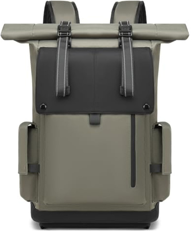 GYakeog Rolltop Rucksack Groß 42L Wasserdichte Laptop Rucksack Herren Damen 17,3 Zoll Schulrucksack Leicht Fahrradrucksack Anti-Diebstahl Sportrucksack für Reisen Radfahren Uni Freizeit-Grün