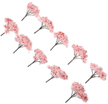 Garneck 10 Pezzi Alberi di Ciliegio in Miniatura Plastica Base per Decorazioni Fai da Te Paesaggi e Modelli Artigianali